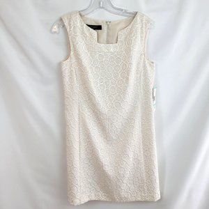 NWT Nine West Dress Size 8 Sheath Ivory Gold Cream Off White Wedding Mother $128